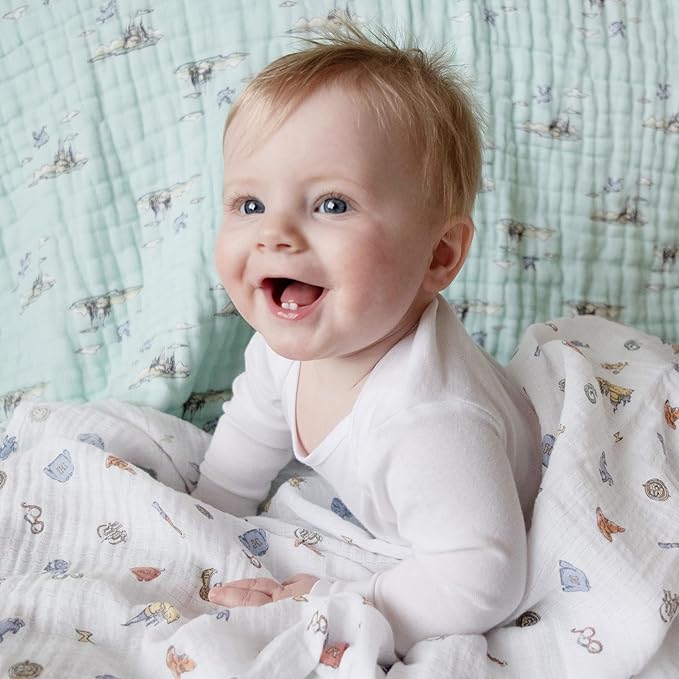 aden + anais Swaddle Blanket, Boutique Muslin Blankets for Girls & Boys, Baby Receiving Swaddles, Ideal Newborn & Infant Swaddling Set, Perfect Shower Gifts, 2 Pack, Hogwarts Essentials