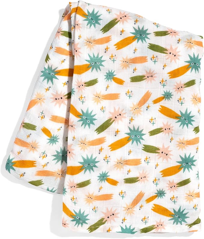 Rookie Humans Viscose from Bamboo Muslin Swaddle Blankets for Baby Girls and Boys - 47 x 47 inches Swaddling Blankets - Newborn Baby Essentials, Space Theme