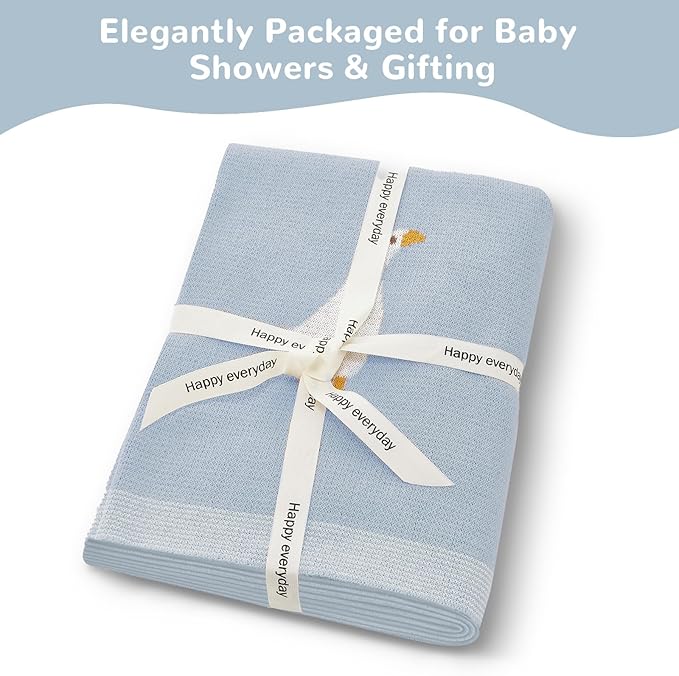 Receiving Baby Blanket,100% Luxury Cotton Knit Baby Blanket,Lightweight Cozy Neutral Swaddling Blanket for Newborns,Boys & Girls,Infant and Toddler
