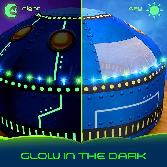 W&O Glowing UFO Aerodome with LED Lights & UFO Sound Button ??Glows in the Dark, Offering an Extraordinary Space Adventure for Kids Ages 3-12 (Fan Not Included)