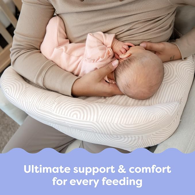 Boppy Complete Nursing Pillow, Breastfeeding & Bottle Feeding Ergonomic 2-in-1 Feeding Pillow with Removable Belt, CloseComfort No-Gap Design, Full-Length Bolster, Washable Cover-Oat Retro Arches