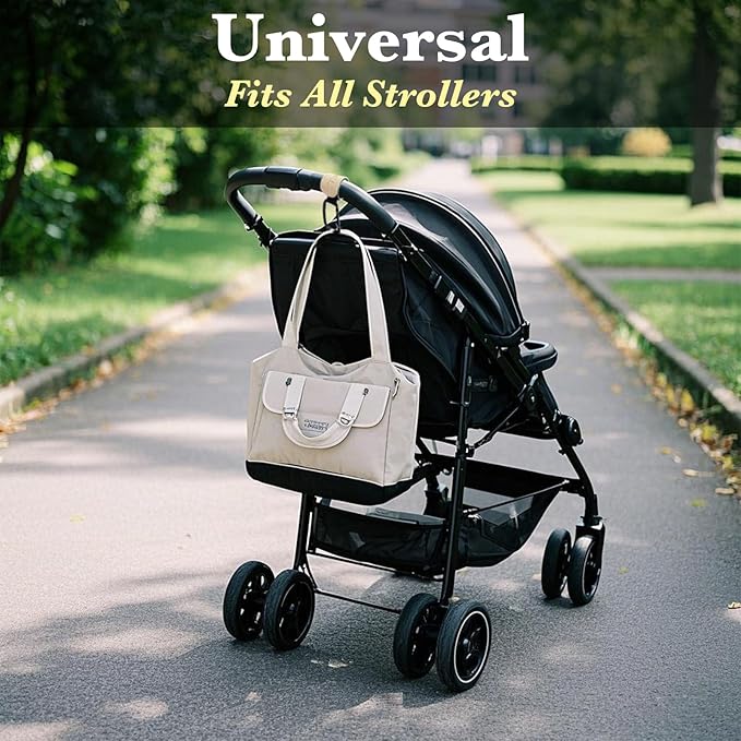 4-Pack Stroller Organizer: 2 Universal Pram Clips with 2 Stroller Hooks | Convenient Travel & Shopping Essentials for Baby Carriage - Light Yellow