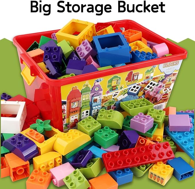 Liberty Imports Big Building Blocks 166 Pieces with Storage Organizer Box, Large Bricks Set Educational Learning Classic Construction Toy Set for Toddlers, Kids - Compatible with Major Brands