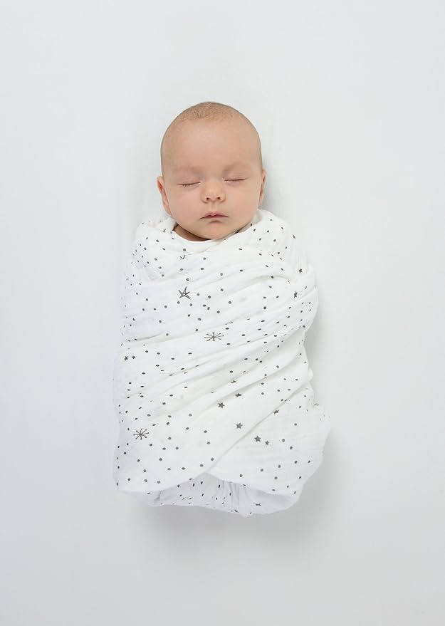 Amazing Baby Muslin Swaddle Blankets for Baby, Newborn Receiving Blanket, 100% Cotton Swaddle Wrap, XLarge, 46 x 46 inches, Milestone Blankets, Set of 3, Love You to The Moon, Soft Black