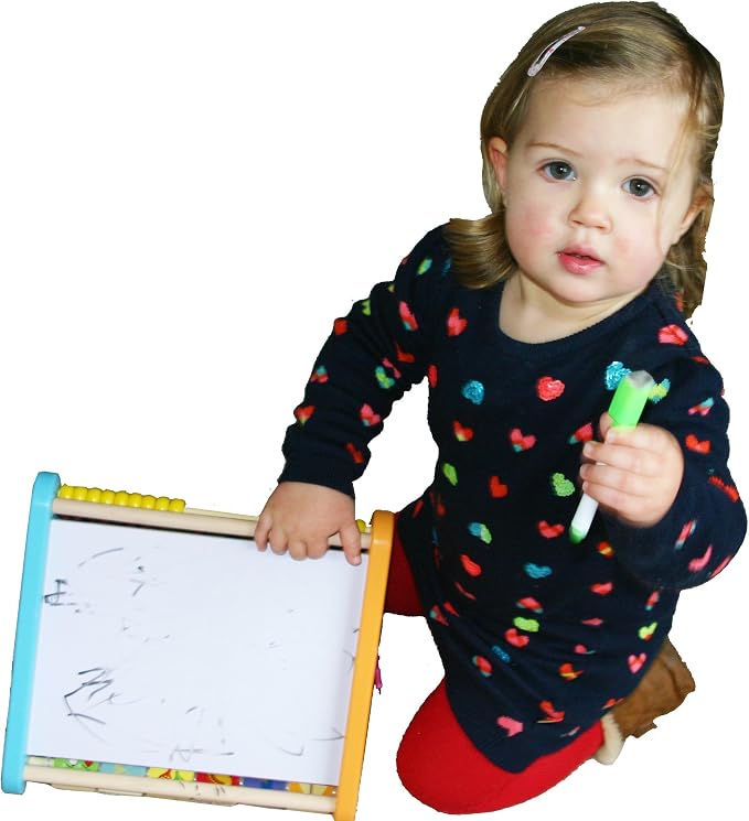 TOWO Wooden Activity Centre Triangle Toys - flip Flop Alphabet Blocks Abacus Clock - Activity Cube for Toddlers 5 in 1- for Babies Montessori Learning-Wooden Toys for 1 Year Old