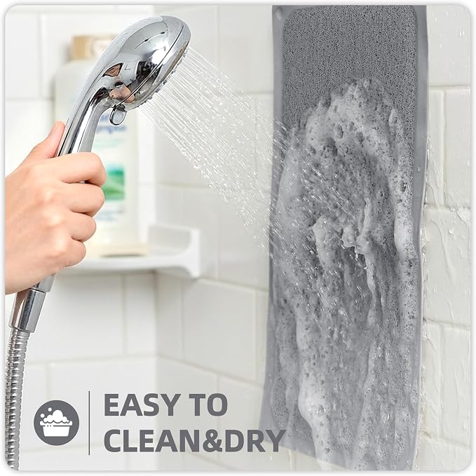 Upgraded Anti Slip Shower Mat for Inside Shower,Non Slip Bathtub Mat with Suction Cups,Shower Floor Mat,Scrubber Mats,Easy to Clean,Quick Dry,Easy Drainage,Loofah Bath Mat for Tub,Grey,17''x32''