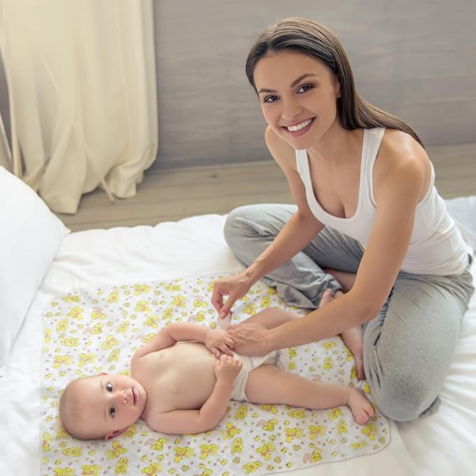 Baby Changing Mat - 31,5 x 25,5 inch Waterproof Portable Travel Changing Pad - Wipeable Liners with Reinforced Double Seams - Change Diaper On The Go - Foldable Large Baby Nappy Changer Mat