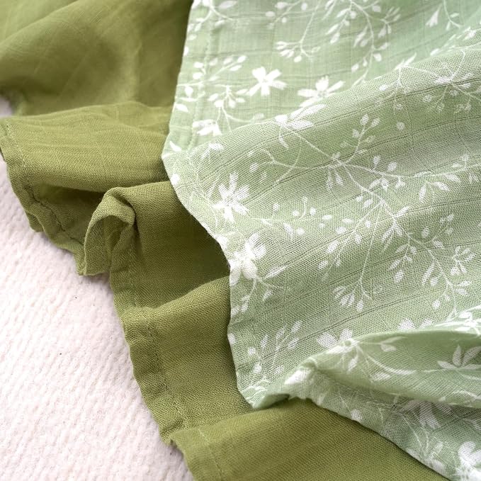Muslin Swaddle Blankets for Newborns,2 Pack Baby Boys Girls Receiving Blankets Large 43X47 Inches Muslin Burp Cloths,Breathable Soft Swaddle Wrap Baby Essentials(Flower)