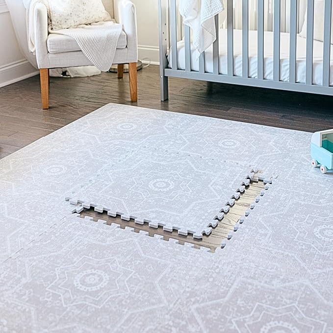Little Landings Baby Play Mat for Floor - Layla (6x6ft) - Premium EVA Foam Play Mat for Babies & Toddlers (Ages 0-5+) - Non-Toxic Playmat for Tummy Time, Crawling & Playroom - Stylish & Comfortable