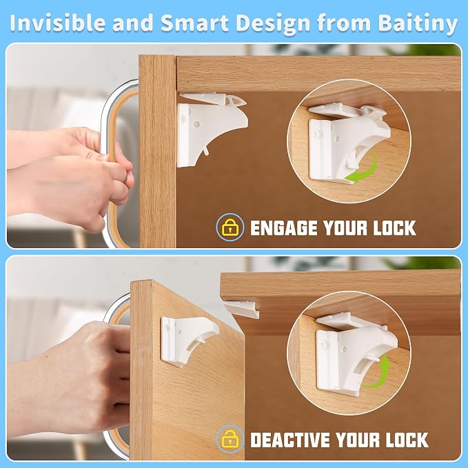 Baby Proofing Kit (58 Pack) + Hidden Magnetic Cabinet Locks (12 Pack)