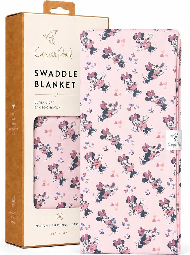 Copper Pearl Large Premium Knit Baby Swaddle Receiving Blanket Minnie Mouse