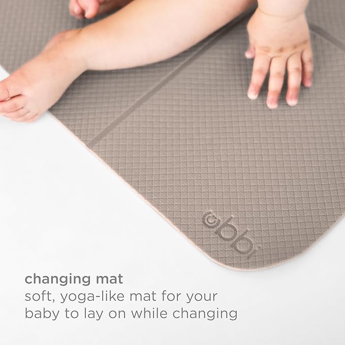 Ubbi On-The-Go Diaper Changing Baby Mat, Soft and Comfortable Diaper Bag Accessory Must Have for Newborns, Easy to Clean, Portable Folding Pad, Baby Traveling Accessories, Taupe (Pack of 2)