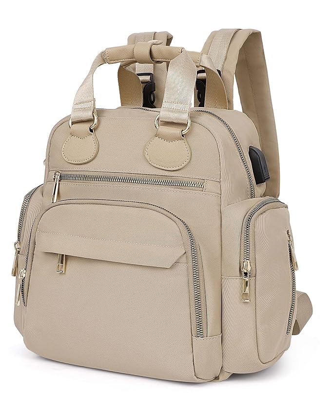 Diaper Bag Backpack Travel Baby Bag with Changing Pad,13 Pockets, Insulated Pockets,USB Charging Port,Baby Shower Essentials,Khaki