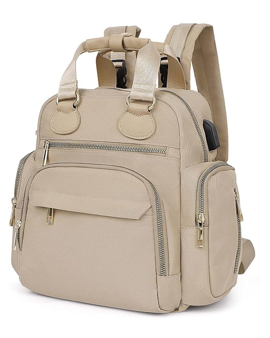 Diaper Bag Backpack Travel Baby Bag with Changing Pad,13 Pockets, Insulated Pockets,USB Charging Port,Baby Shower Essentials,Khaki