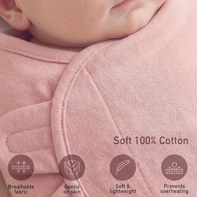 GLLQUEN BABY Swaddles for Newborns, Soft, Smooth & Gentle Wear, Baby Girl Swaddles 0-3 Months, Reduce Startle Reflex Womb-Like Sleep Sack Wrap Blankets Pink Blush Dusty Rose