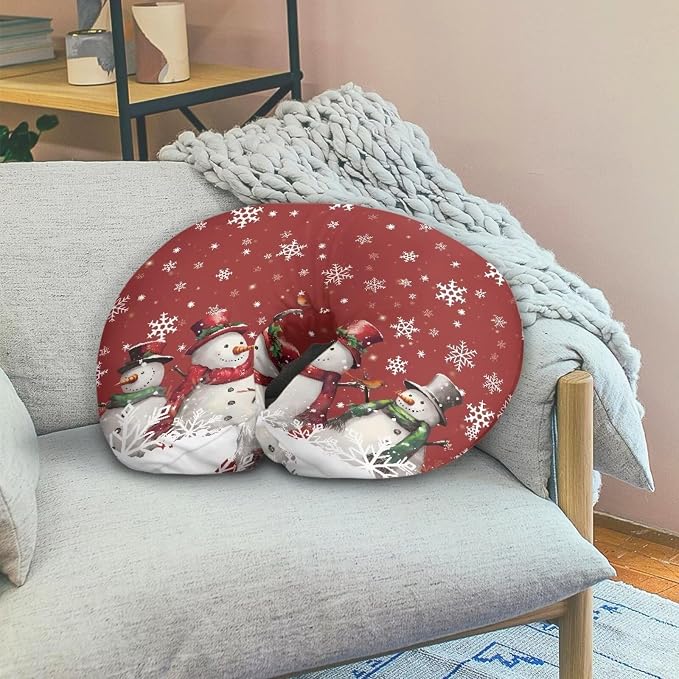 Christmas Snowmen Snowflake Nursing Pillow Cover Case Durable Skin-Friendly Fabric Newborn Feeding Pillow Cover with Hidden Zipper for Boys & Girls, Easy to Put On & Remove