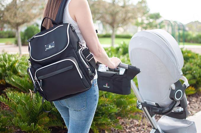 Primo Passi Stroller Organizer with Insulated Cup Holders – Fits Most Strollers and Includes Handlebar Organizer with Adjustable Straps, Multiple Storage Pockets for Bottles, Phone & Baby Essentials