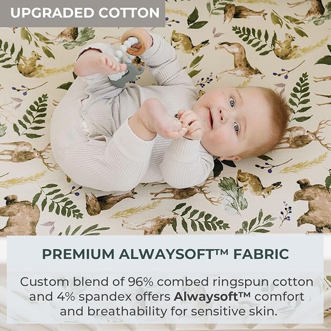 Pobibaby Premium Baby Blanket for Boys - Soft Stretchy Jersey Knit Cotton Quilt for Baby Boy, 3-Layer Crib Blanket and Toddler Blankets for Boys, 50x50 Soft Warm Cozy Nursery Bed (Wildlife Animal)