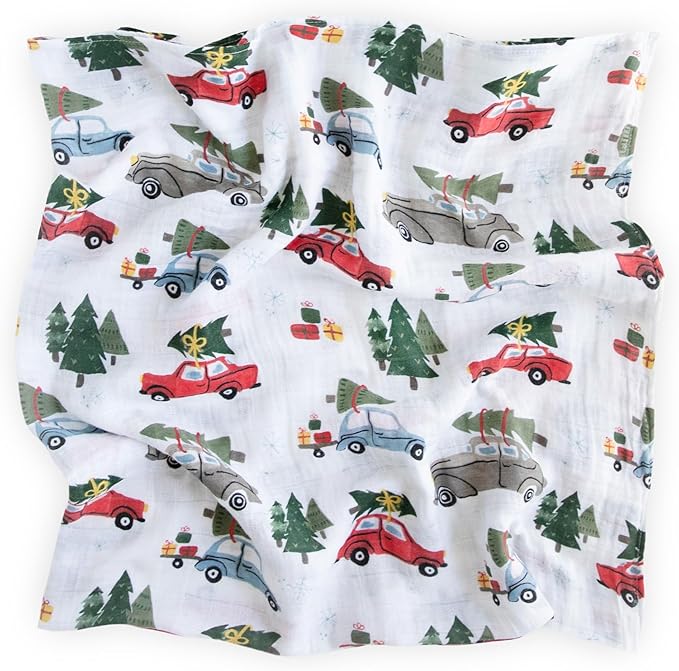 Little Unicorn Holiday Haul Cotton Muslin Swaddle Blanket | Single | 100% Cotton | Super Soft | Newborns and Infants | Large 47" x 47" | Machine Washable