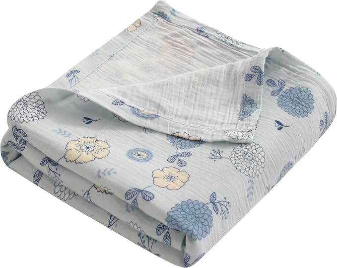 NTBAY Muslin Baby Swaddle Blanket, 2-Layer, 30x40 Lightweight Receiving Blanket for Newborns and Infants, Crib Stroller Travel Use, Rustic Bloom