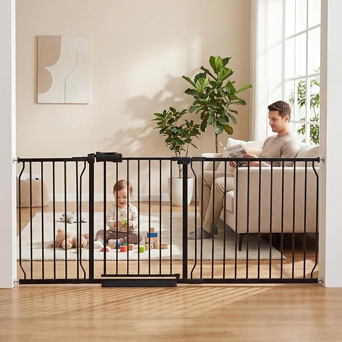 HOOEN 30" Tall Extra Wide Baby Gate for Doorways & Stairs - Large Pressure Mounted Dog & Child Safety Gates