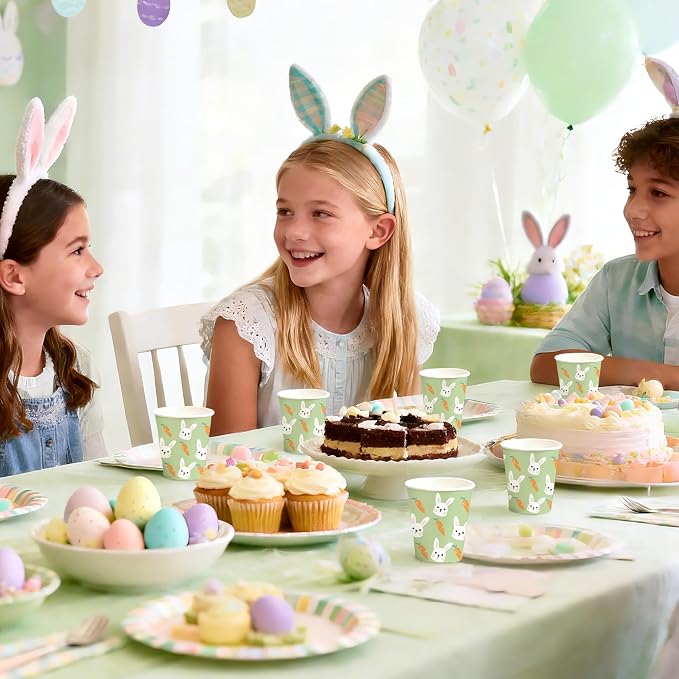 WRAPAHOLIC 3oz Easter Paper Cups - 100 Pack Disposable Bathroom Cups with Carrot Bunny Design, Small Mouthwash Cup for Toothbrush Rinse, Home Bathroom, Easter, Baby Shower and Party