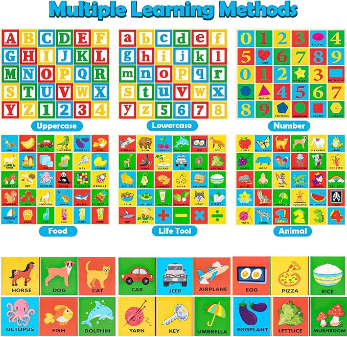 Atoylink ABC Wooden Building Blocks for Toddlers 1-3, 30 Pcs Alphabet & Number Stacking Toys with Storage Pull Toy Car Learning & Education Montessori Toys for 1 2 3 Year Old Baby Boy Girl Gifts