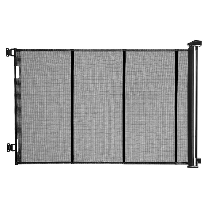 VEVOR Retractable Baby Gate, Extends to 202.7 inch Extra Wide, 39 inch Tall, with Reinforced Fiberglass Strips, Avoids Crawling Through, Mesh Dog Gate for Decks, Doorways, Garages, Indoor, Black