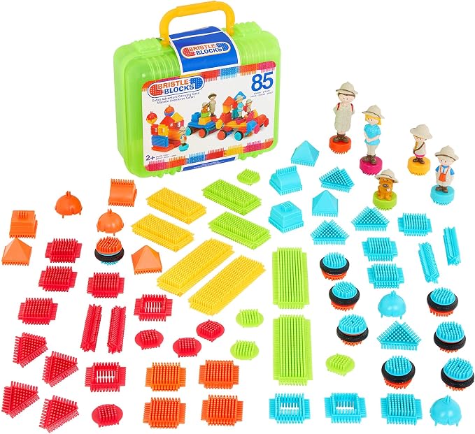 Battat – Bristle Blocks – STEM Interlocking Building Blocks – 85 Pieces Playset – Reusable Carry Case – Developmental Toys for Toddlers & Kids – Safari Adventure Carrying Case – 2+ Years