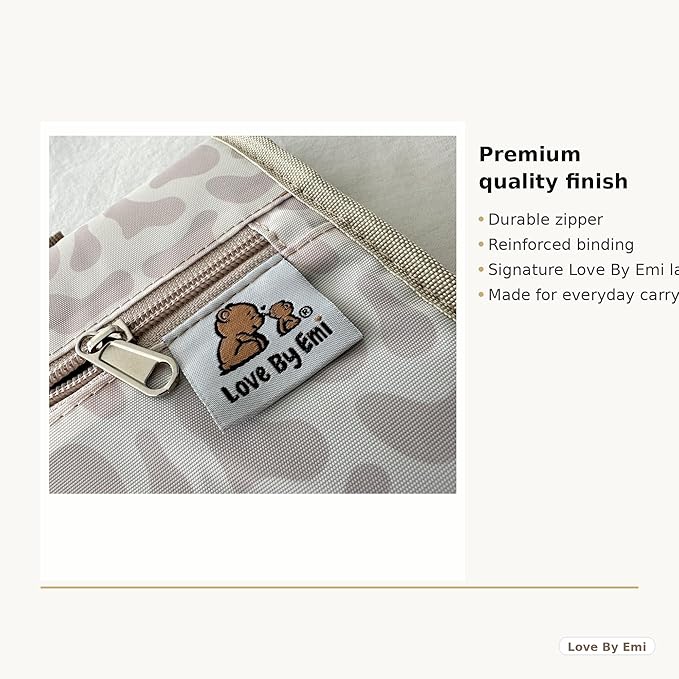 Love By Emi Portable Diaper Changing Pad, A Waterproof Travel Station and Foldable Clutch with Storage Pockets, an On-The-Go Baby Essential for Newborns and Toddlers with Cute Animals Pattern (Brown)