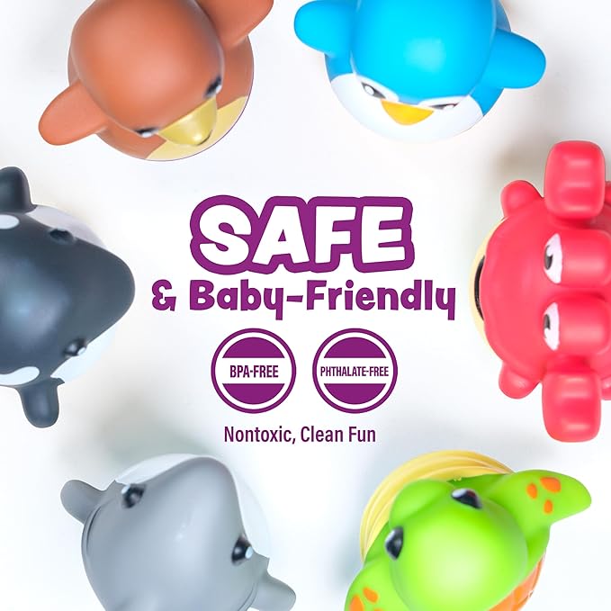 Tub Works® Tub Bobbers??Bob, Wobble & Float Upright Toddler Bath Toys, 6 Pack | Unique Wobbling Action | Sealed, No Hole Baby Bath Toys | Engaging Bathtub Toys for Kids | Water Table & Baby Pool Play