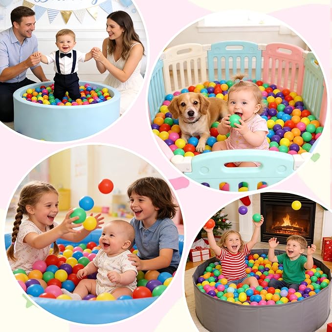 Vanland Ball Pit Balls for Baby and Toddler Phthalate Free BPA Free Crush Proof Plastic - Multicolored Pit Balls in Reusable Play Toys for Kids with Storage Bag