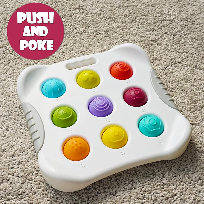 LiKee Fidget Popper Sensory Baby Toys for 12+ Months, Push and Popping Busy Board, Montessori Toys for 1+ Years Old, Airplane Car Travel Toy for Toddlers 1-3 Stress Relief (1 Piece)