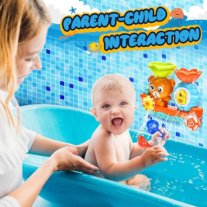 Baby Bath Toys for Kids Ages 1-3 Toddler Bath Toy Bear Bathtub Toys for Babies 12 Months Boys Girls Infant Water Tub Toys 1 2 3 Year Olds Preschool Learning Gift