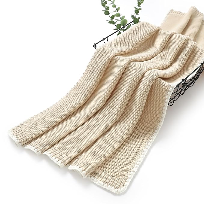mimixiong Cotton Baby Blanket Gender Neutral Nursery Swaddling Blanket for Shower Gift Registry for Baby Camel 40 x30 Inch