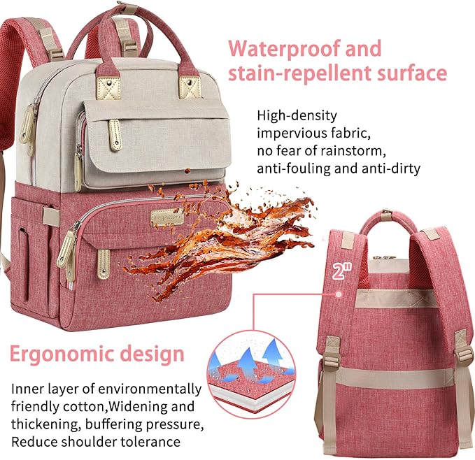 Legestori Diaper Bag Backpack, Baby Girl Diaper Bag, Large Diaper Bag Backpack Gift for Girls, Baby Diper Backpack for Travel with Insulated Pockets and Stroller Straps