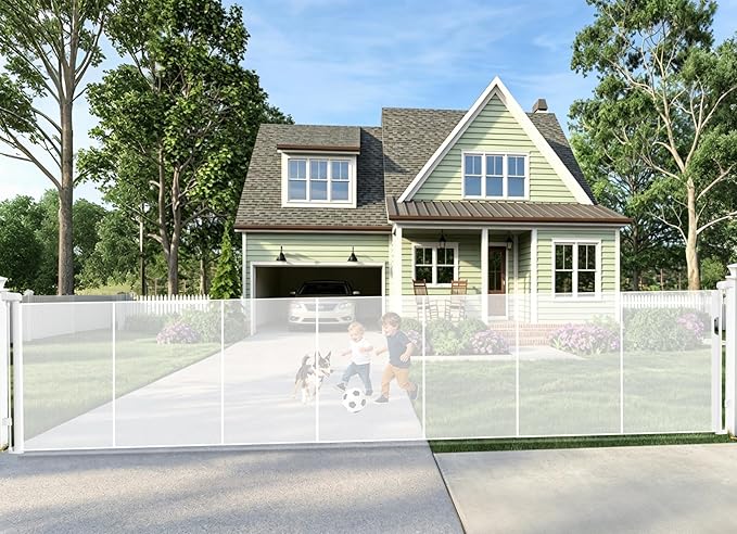 200" Retractable Baby Gates Extra Wide for Large Opening, 41" Extra Tall Retractable Dog Gate Pet Gates, Long Child Safety Mesh Gate with Fiberglass Rods for Stairs, Doorways, Hallways, Indoor/Outdoor