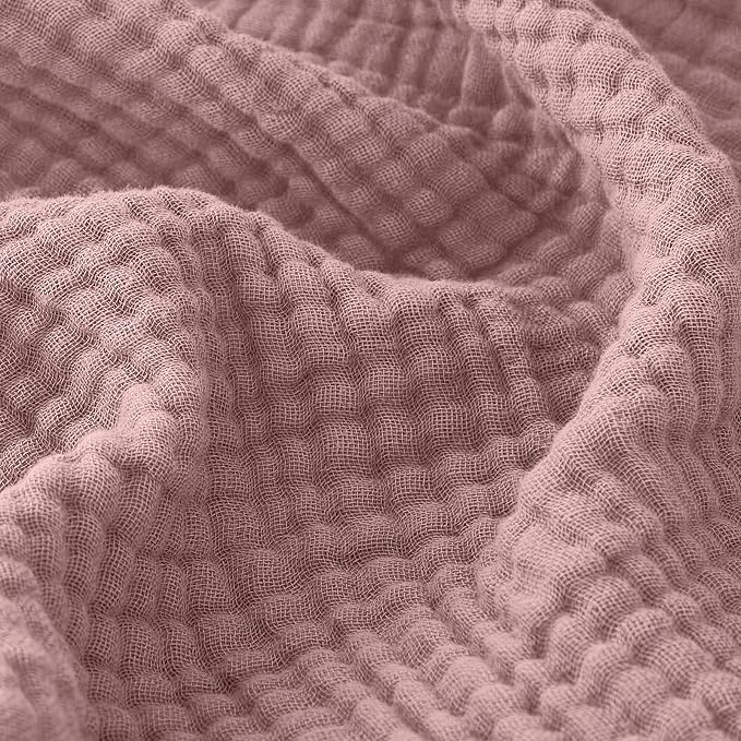 EMME Cotton Blanket Twin XL for Bed Soft Muslin Blankets Lightweight Breathable Layering Bedspread Coverlet All Season Gauze (Dusty Pink, 66"x90")