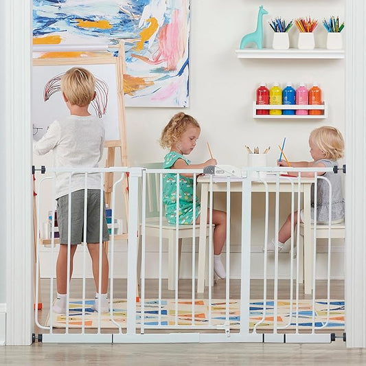 Regalo Safety 29-56" Extra Wide Baby Gate for Doorways & Bottom of Stairs, Pressure Mounted Baby Gate with Door for Babies, Toddlers & Pets, Tested & Safe for 30 Years, American Designed and Owned