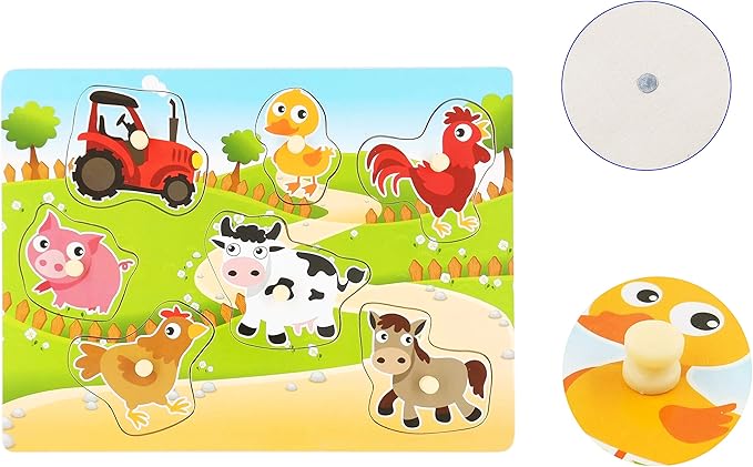 Wooden Peg Puzzles for Toddlers, Baby Puzzles Alphabet Board, Preschool Knob Puzzle