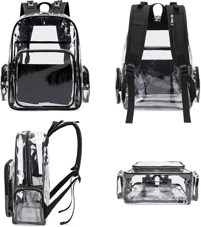 Clear Diaper Bag Backpack for Baby Girls Boys, Mom Nappy Bags for Women (Black)