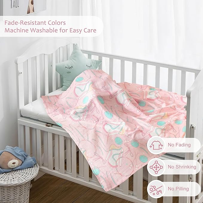 Muslin Swaddle Blankets for Newborn, Large 47"x47" Soft Breathable Bamboo Cotton Baby Blanket, Lightweight Receiving Blanket for Boys and Girls, Rainbow Ribbon