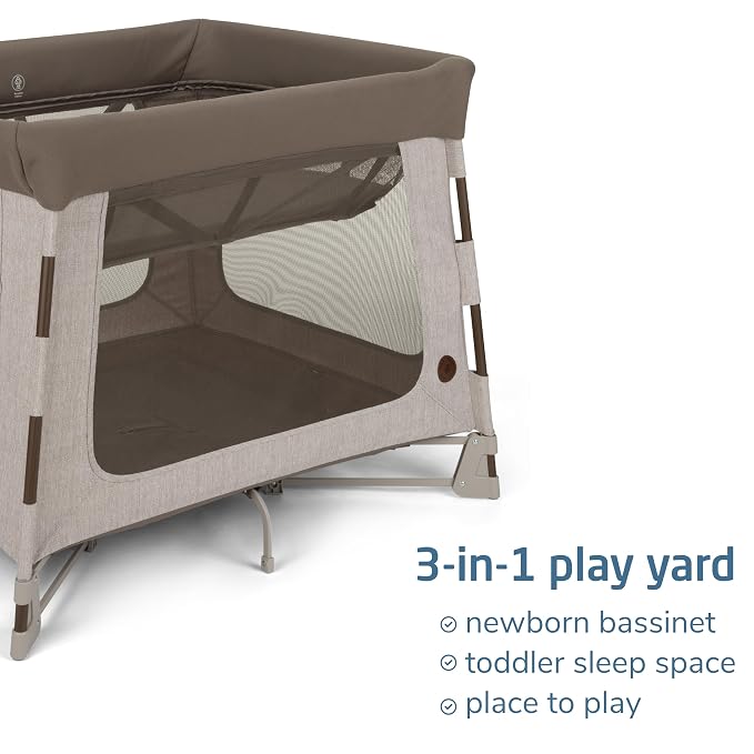 Maxi-Cosi Swift Baby Playard with Mat, Baby Playpen, Play Yard with Bassinet, Portable Playpen for Babies and Toddlers, Truffle