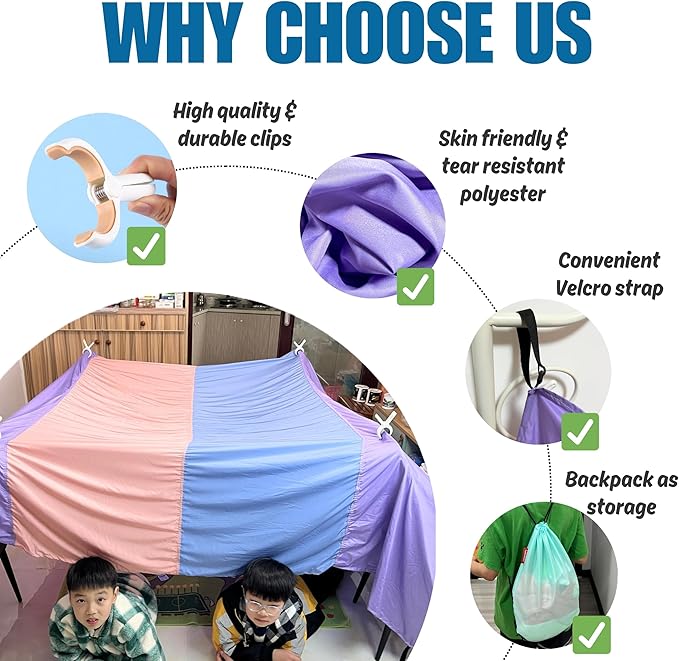 Magic Fort Building Kit for Kids - Large Lightweight Blanket Fort Making Kit Clips with CPC Certification - Portable Playhouse Play Tent Fort - Indoor/Outdoor Girls/Boys Toys Ages 4-5 6 7 8-12