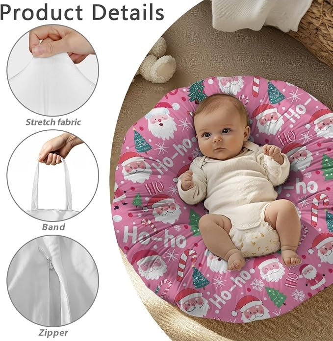 Santa Claus Nursing Pillow Cover Neutral Breastfeeding Pillow Cover Fits 26in*24in Nursing Pillow for Baby Boy Girl Neutral Baby Nursing Pillow Cover Newborn Gift Choice for Mom