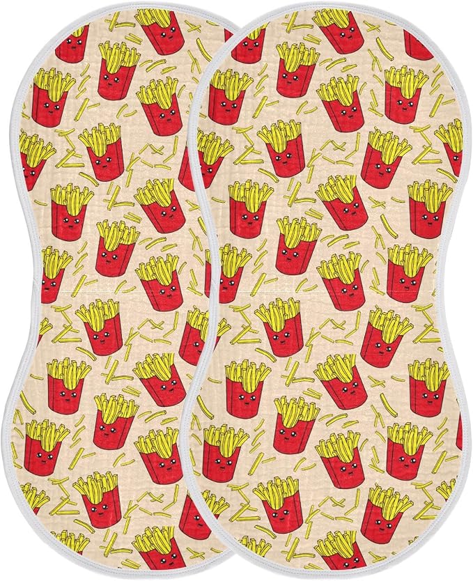 vvfelixl Baby Burp Cloths Colorful French Fries Baby Newborn Cotton Burping Cloths Set Baby Washcloths 4 Pack