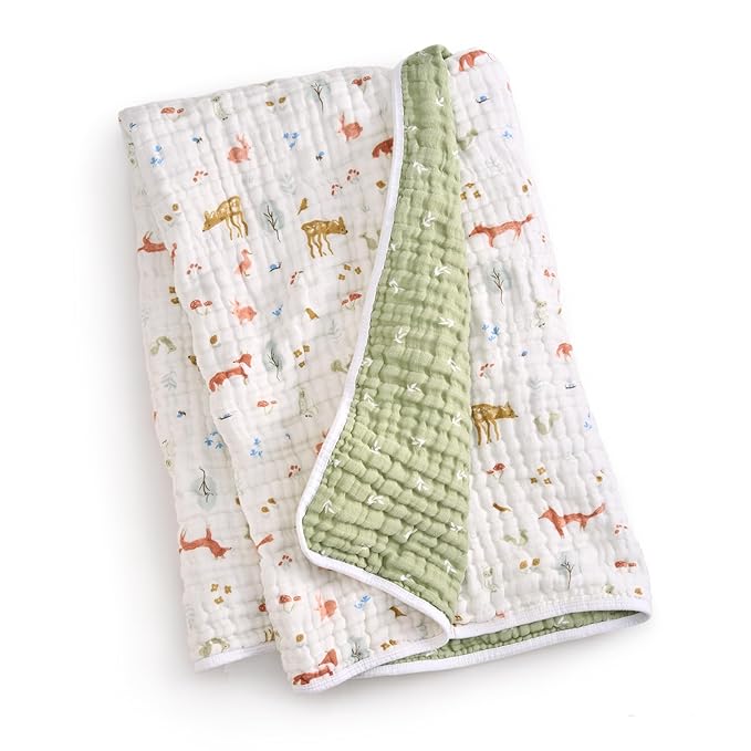 aden + anais Essentials Dream Blanket, Muslin Baby Blankets for Girls & Boys, Ideal Lightweight Newborn Nursery & Crib Blanket, Unisex Toddler & Infant Bedding, Shower & Registry Gift, Sage Woodland