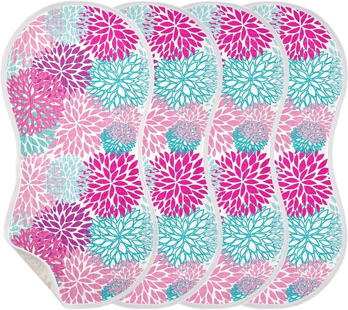 vvfelixl Muslin Burp Cloths Dahlia Flower Print Baby Washcloths for Baby Girl Boys 2 Pack Purple