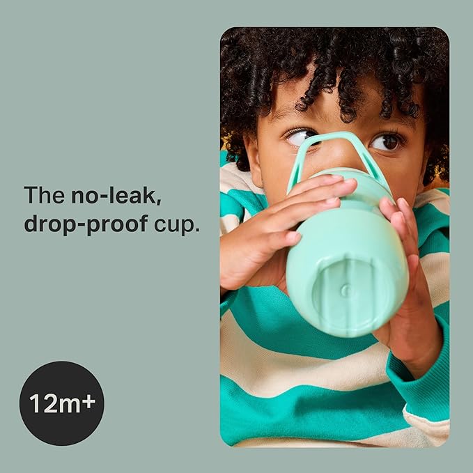 Tommee Tippee Insulated 9oz Sporty Spout Toddler Water Bottle, No Spill, Sippy Cups for Toddlers 1-3, Two-Piece Valve Helps Stop Spills, Light Blue & Orange, BPA Free, Pack of 2