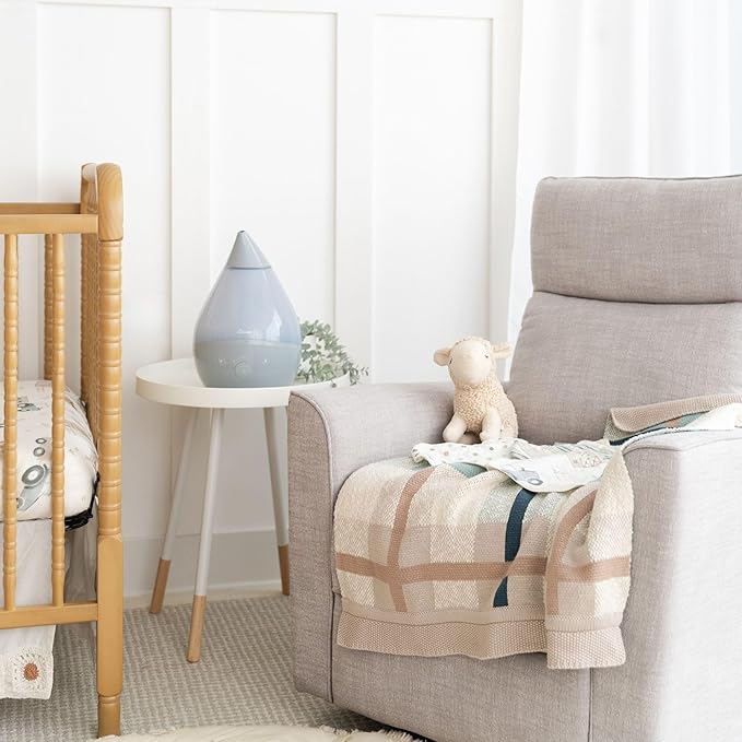 Crane Baby Knitted Baby Blanket, Charlie Farmhouse Plaid Collection, Cotton Baby Blankets, Crib Blanket, Stroller Blankets for Babies, Gender Neutral Nursery Decor, Knit Baby Quilt